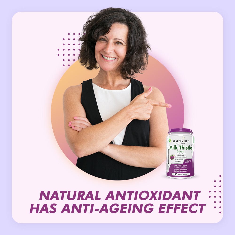 HealthyHey Nutrition Capsule Milk Thistle Supplement 600mg Extract - Supports Liver Health and Antioxidant (Silymarin)