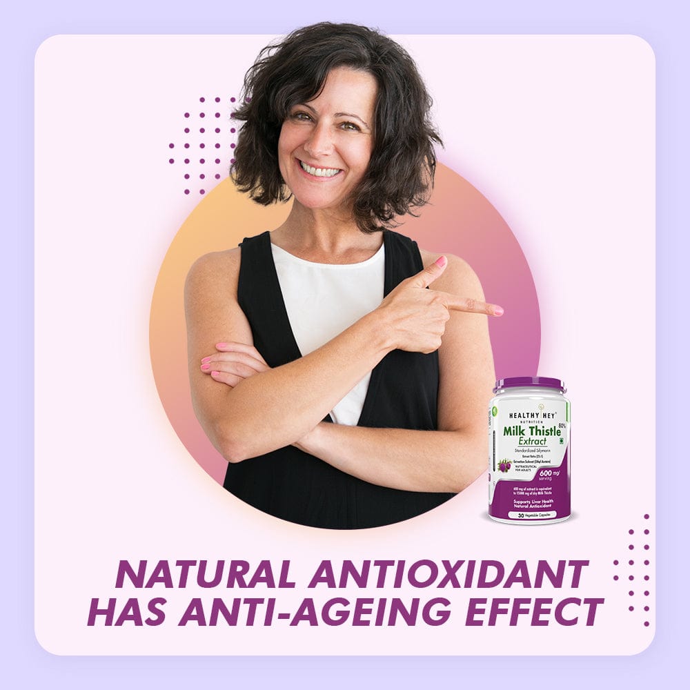 HealthyHey Nutrition Capsule Milk Thistle Supplement 600mg Extract - Supports Liver Health and Antioxidant (Silymarin)