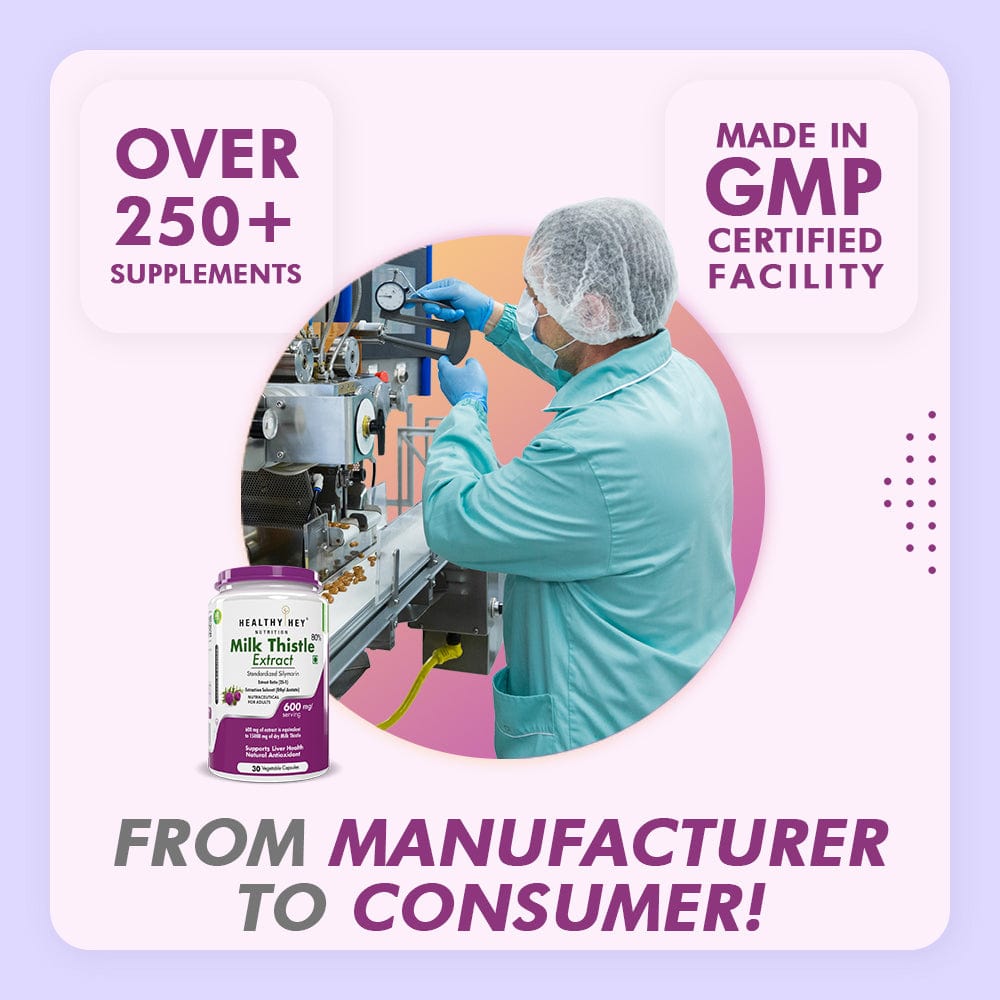 HealthyHey Nutrition Capsule Milk Thistle Supplement 600mg Extract - Supports Liver Health and Antioxidant (Silymarin)