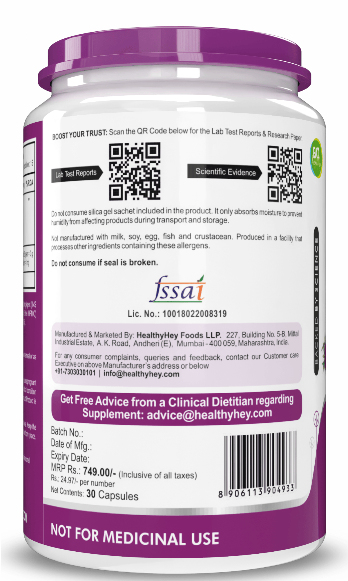 HealthyHey Nutrition Capsule Milk Thistle Supplement 600mg Extract - Supports Liver Health and Antioxidant (Silymarin)