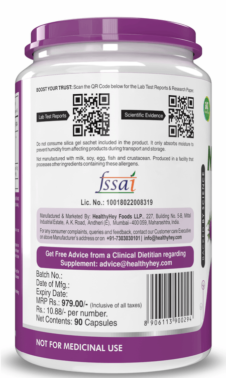 HealthyHey Nutrition Capsule Milk Thistle Supplement 600mg Extract - Supports Liver Health and Antioxidant (Silymarin)