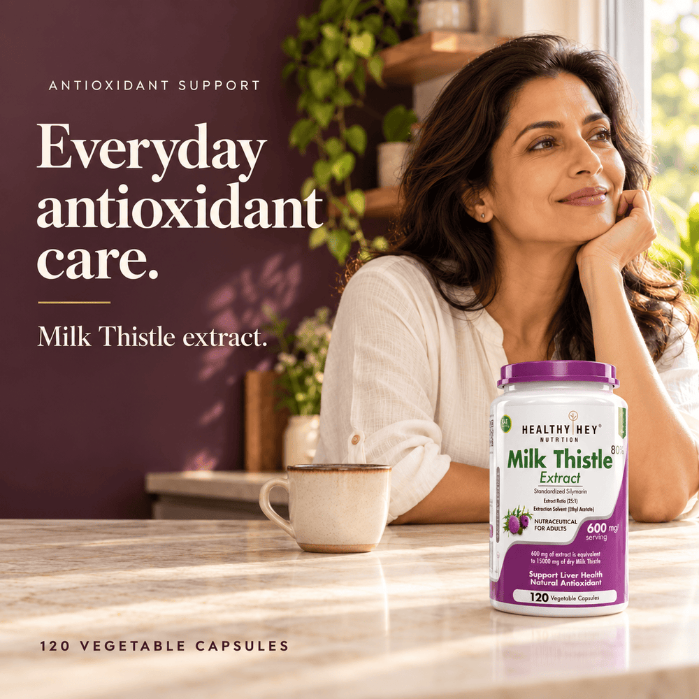 HealthyHey Nutrition Capsule Milk Thistle Supplement 600mg Extract - Supports Liver Health and Antioxidant (Silymarin)