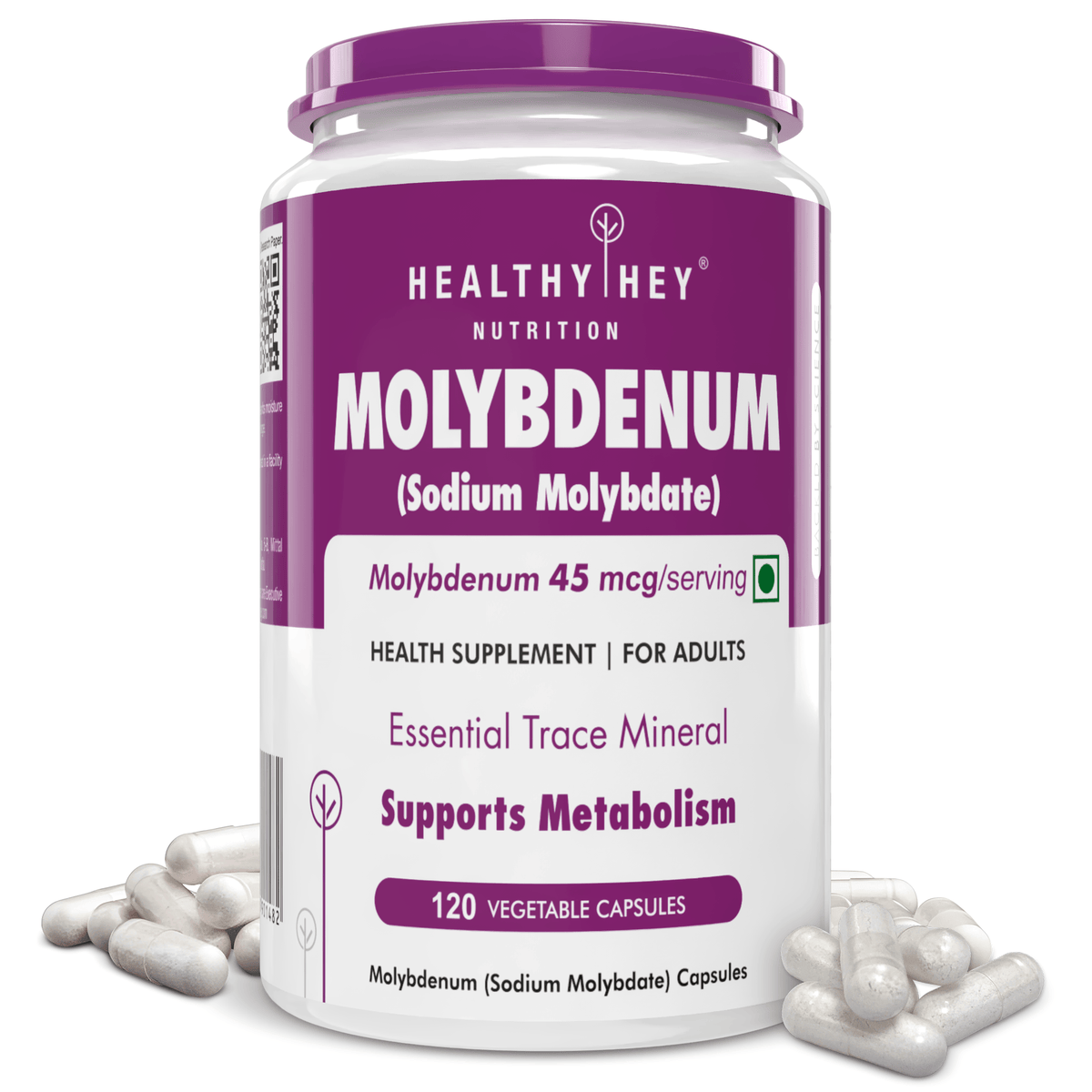 HealthyHey Nutrition Capsule Molybdenum,Essential trace mineral - Trace Mineral Supplement for Liver Support and Detoxification of Environmental Toxins - 120 veg Capsules