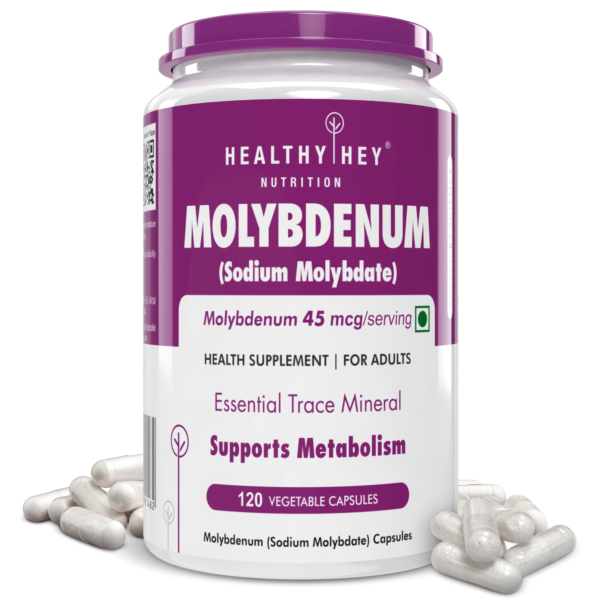 HealthyHey Nutrition Capsule Molybdenum,Essential trace mineral - Trace Mineral Supplement for Liver Support and Detoxification of Environmental Toxins - 120 veg Capsules
