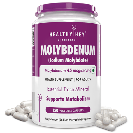 HealthyHey Nutrition Capsule Molybdenum,Essential trace mineral - Trace Mineral Supplement for Liver Support and Detoxification of Environmental Toxins - 120 veg Capsules