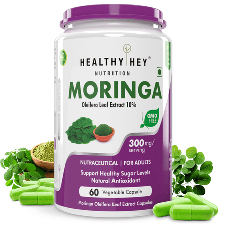 HealthyHey Nutrition Capsule Moringa Extract, Support Healthy Sugar, Levels Natural Antioxidant 10:1-300mg - 60 Veg Capsules