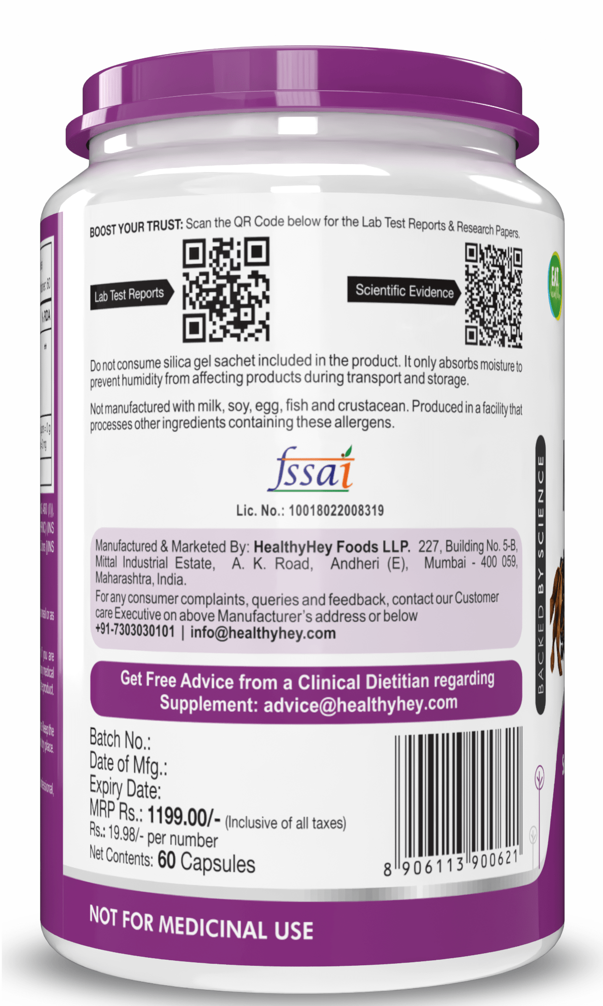 HealthyHey Nutrition Capsule Mucuna Pruriens Extract,Supports cognitive Health - For Mood and Motivation Support 60 Veg. Capsules
