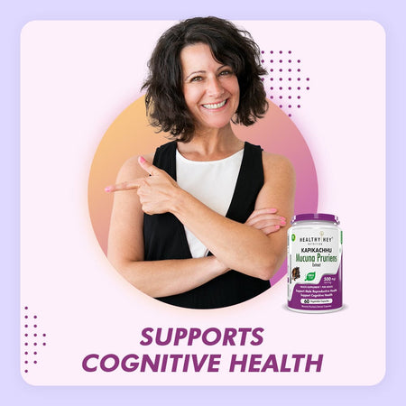 HealthyHey Nutrition Capsule Mucuna Pruriens Extract,Supports cognitive Health - For Mood and Motivation Support 60 Veg. Capsules