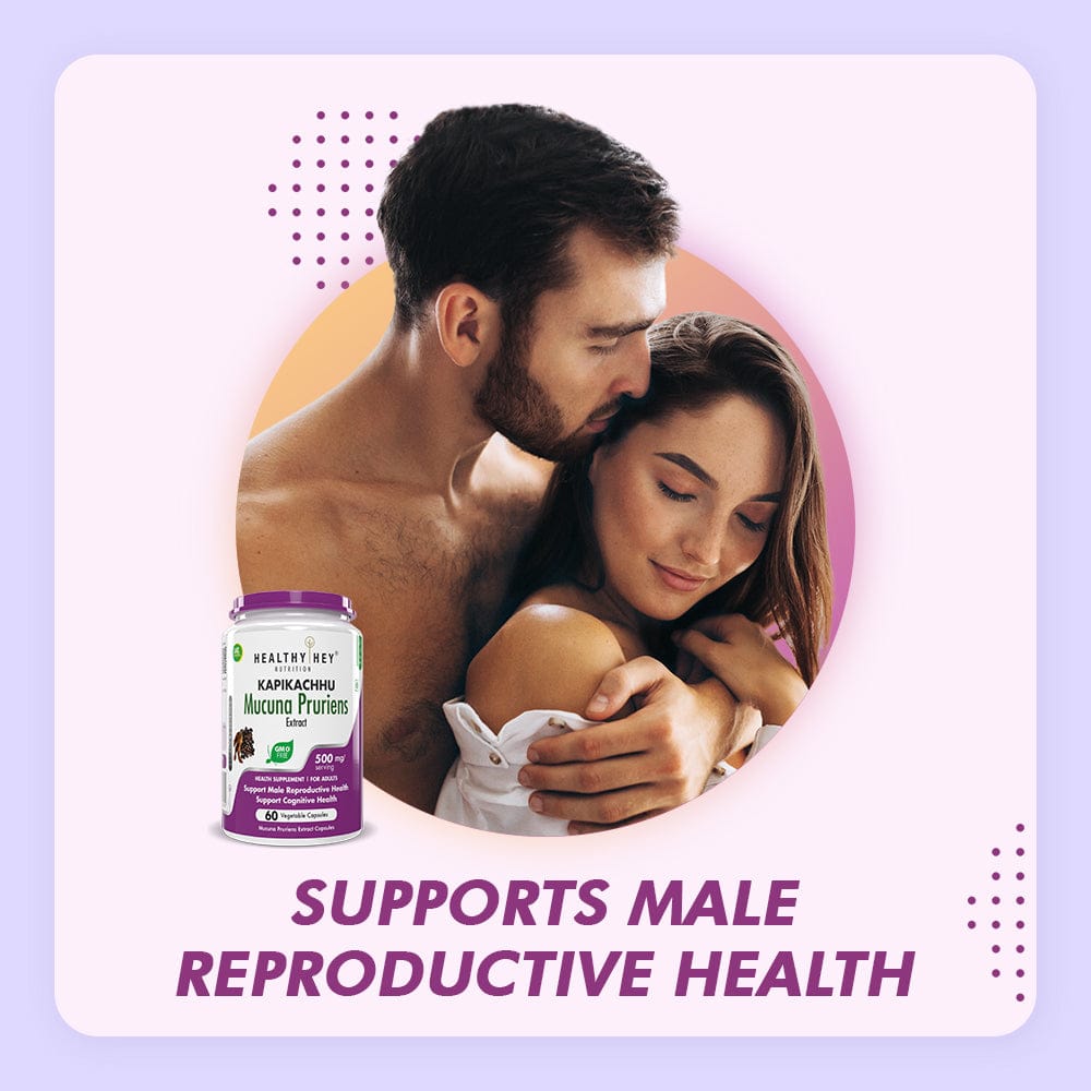 HealthyHey Nutrition Capsule Mucuna Pruriens Extract,Supports cognitive Health - For Mood and Motivation Support 60 Veg. Capsules