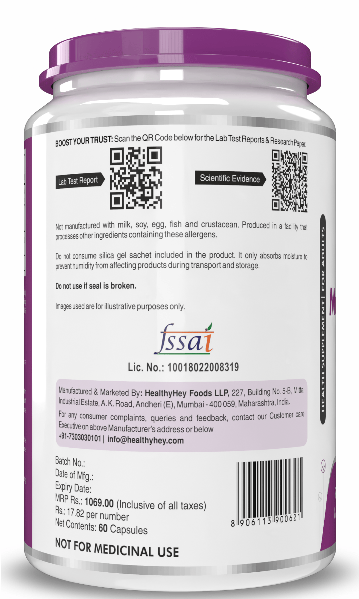 HealthyHey Nutrition Capsule Mucuna Pruriens Extract,Supports cognitive Health - For Mood and Motivation Support 60 Veg. Capsules