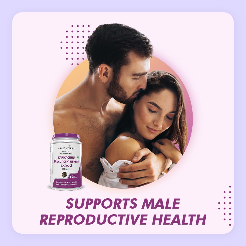 HealthyHey Nutrition Capsule Mucuna Pruriens Extract,Supports cognitive Health - For Mood and Motivation Support 60 Veg. Capsules