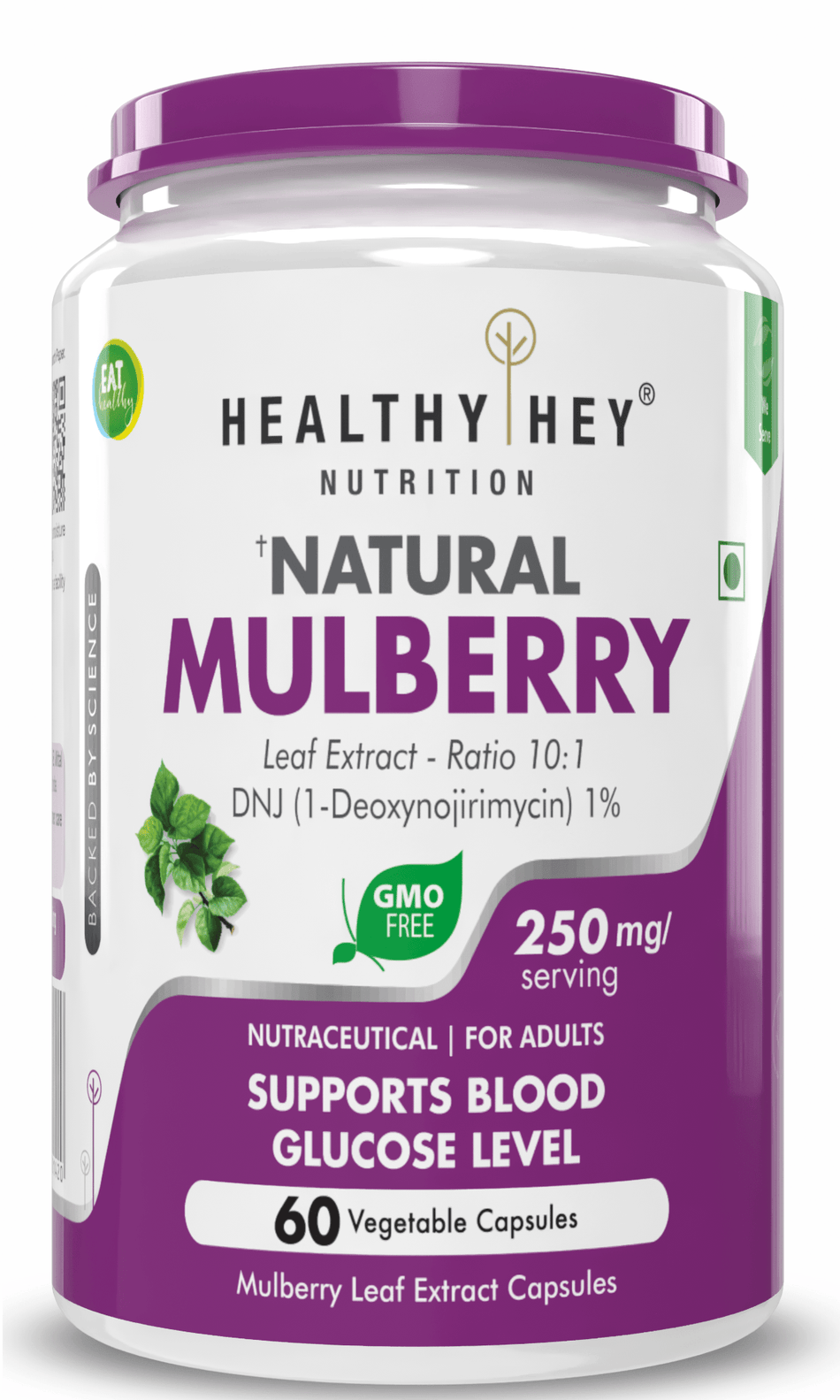 HealthyHey Nutrition Capsule Mulberry leaf extract, Support Blood Glucose Level 60 veg. Capsules