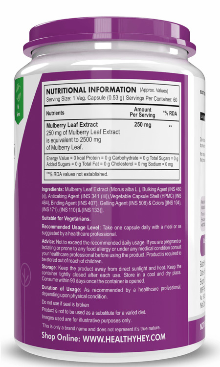 HealthyHey Nutrition Capsule Mulberry leaf extract, Support Blood Glucose Level 60 veg. Capsules