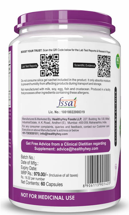 HealthyHey Nutrition Capsule Mulberry leaf extract, Support Blood Glucose Level 60 veg. Capsules