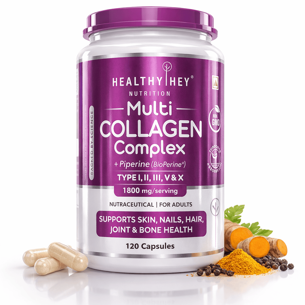 HealthyHey Nutrition Capsule Multi Collagen Complex - Type I, II,III, V & X Support Skin Nails Hair Joint & Bone Health 120 capsules