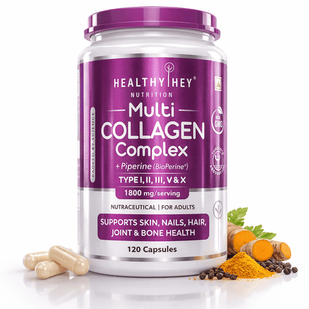 HealthyHey Nutrition Capsule Multi Collagen Complex - Type I, II,III, V & X Support Skin Nails Hair Joint & Bone Health 120 capsules