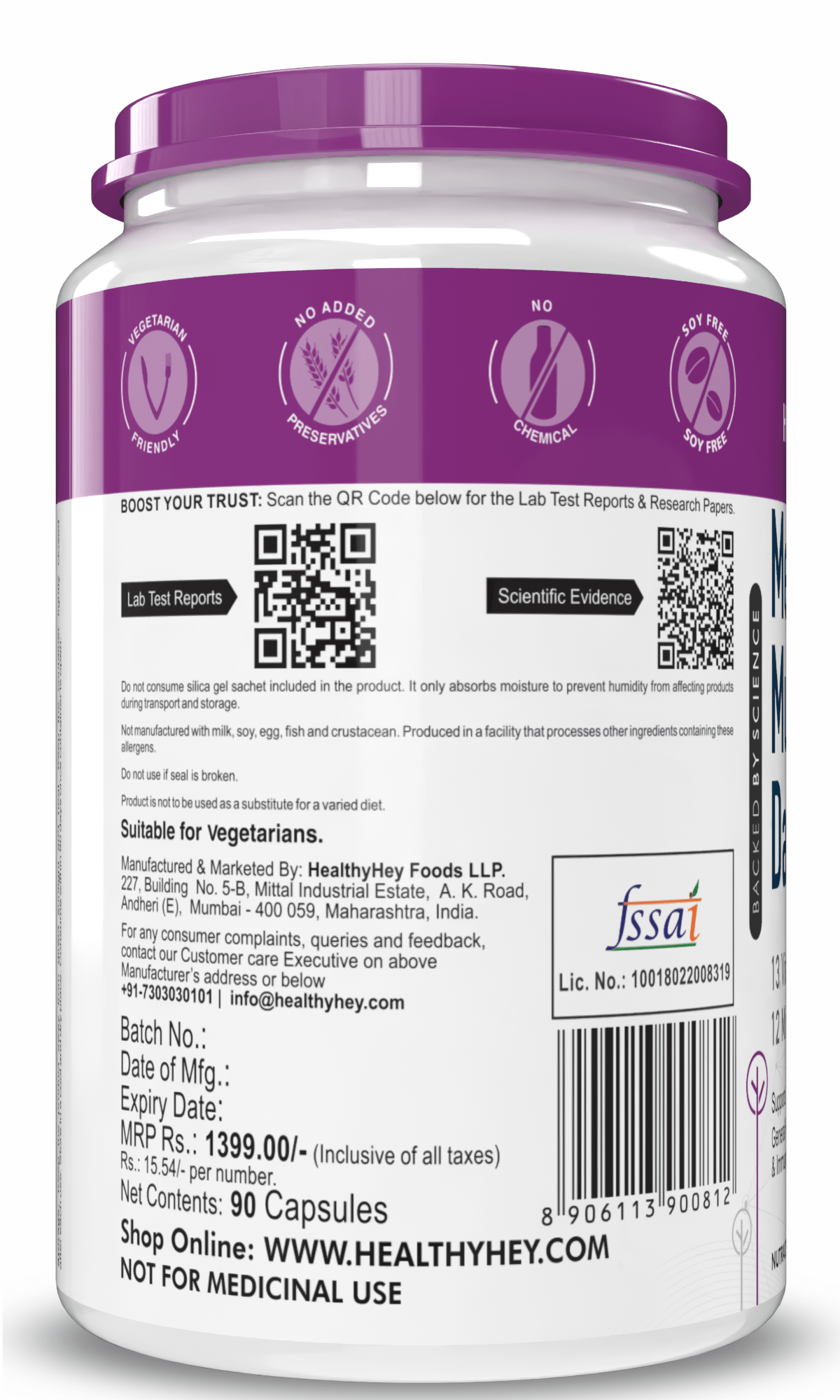 HealthyHey Nutrition Capsule MultiVitamin for Men, Supports Genreal Health & Immunity -Multi-Vit Daily - Vitamins &  Minerals capsules