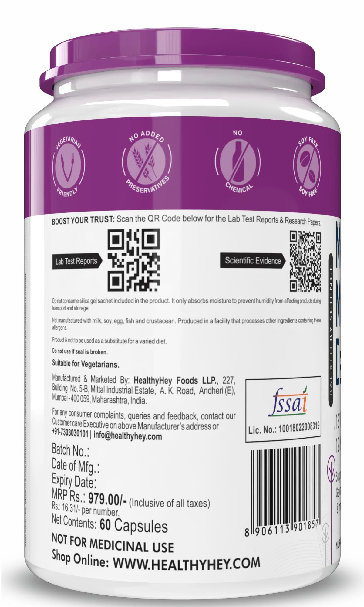 HealthyHey Nutrition Capsule MultiVitamin for Men, Supports Genreal Health & Immunity -Multi-Vit Daily - Vitamins &  Minerals capsules