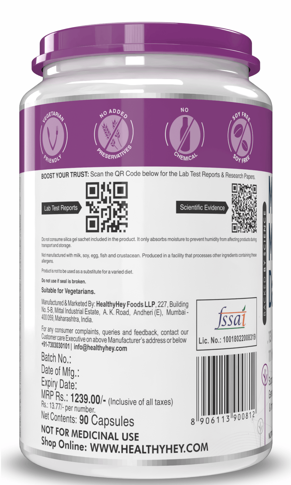 HealthyHey Men MultiVit Daily, 90 vegetable capsules — product information image
