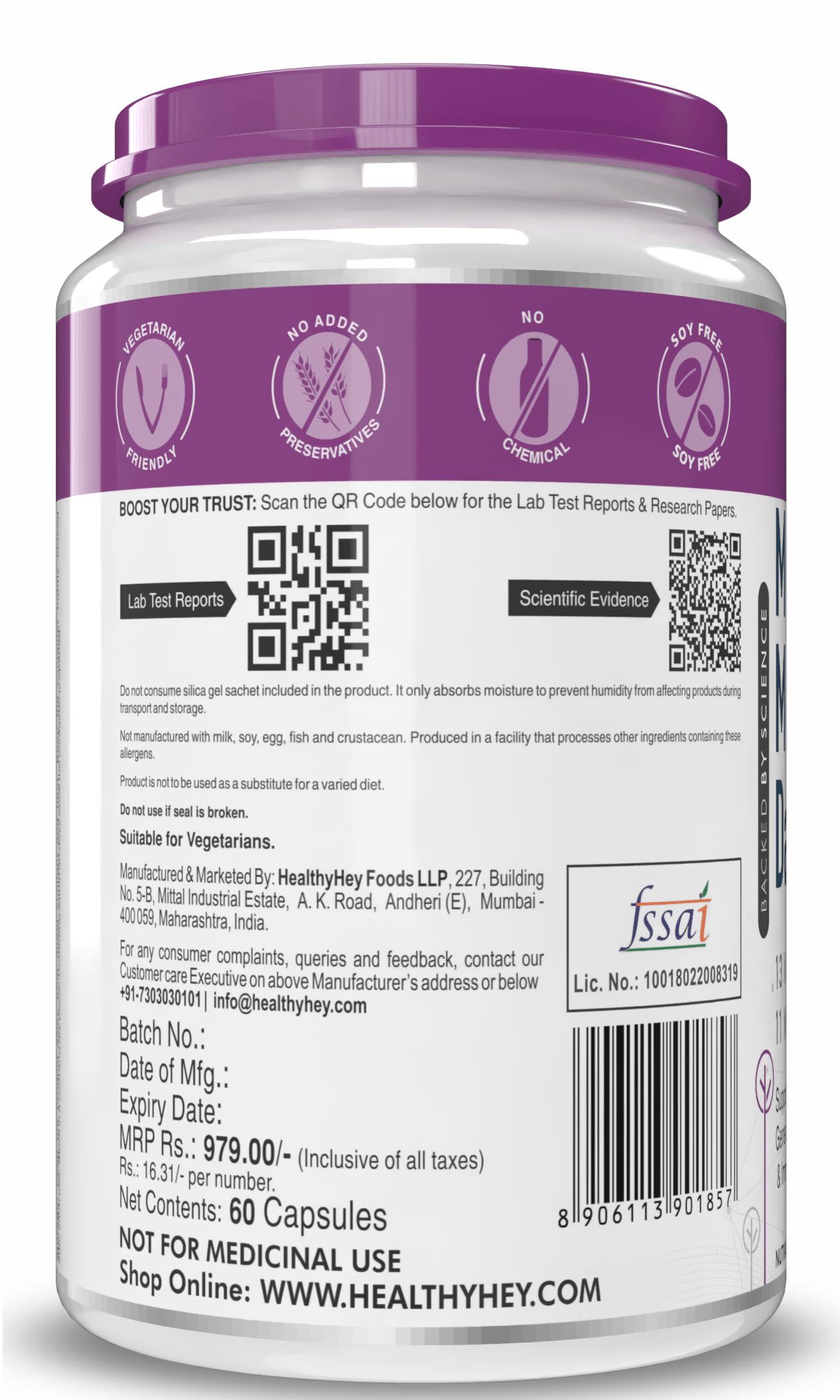 HealthyHey Nutrition Capsule MultiVitamin for Men, Supports Genreal Health & Immunity -Multi-Vit Daily - Vitamins &  Minerals capsules
