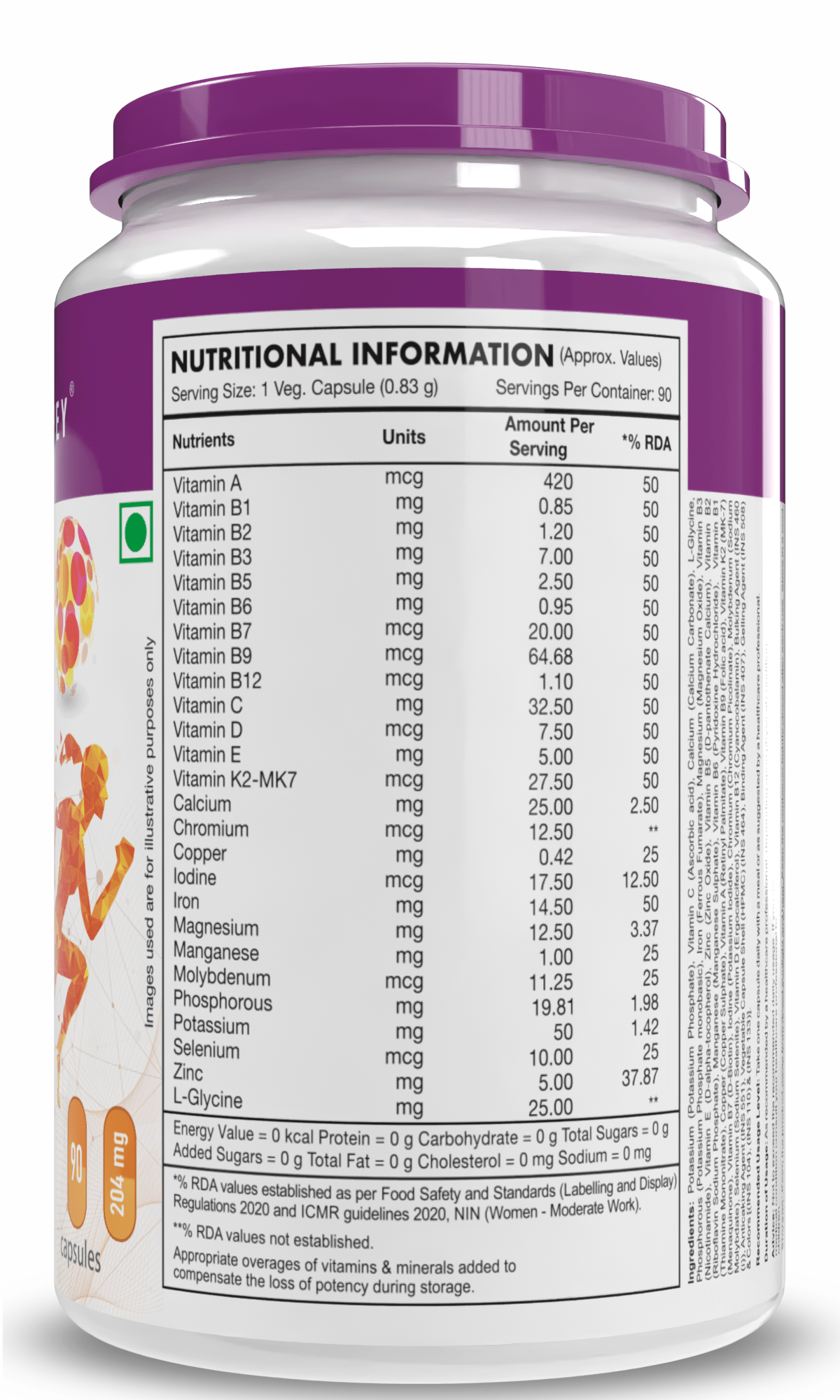 HealthyHey Nutrition Capsule MultiVitamin for Women, Supports General Health & Immunity - Multi-Vit Daily - 13 Vitamins & 10 Minerals- 60 Veg Capsules