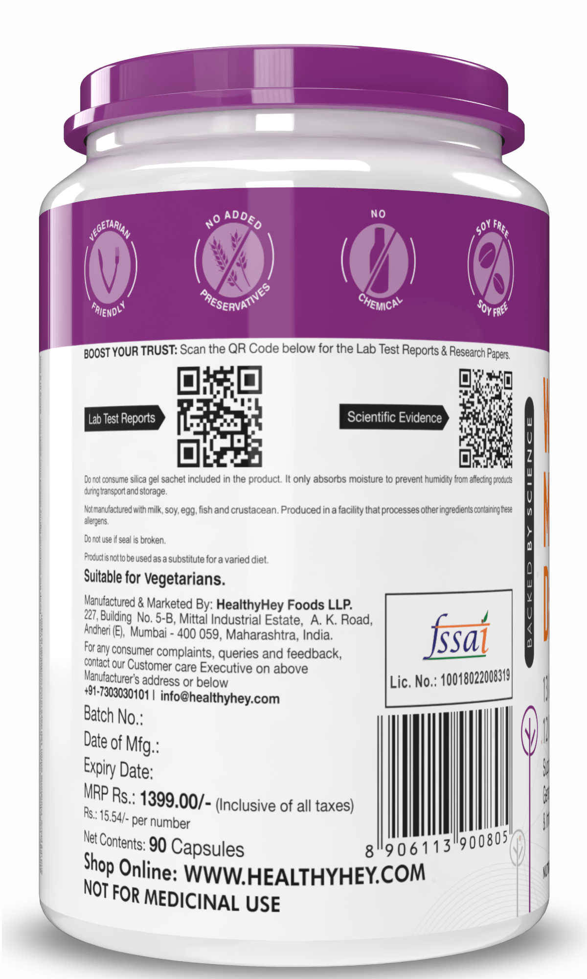 HealthyHey Nutrition Capsule MultiVitamin for Women, Supports General Health & Immunity - Multi-Vit Daily - 13 Vitamins & 10 Minerals- 60 Veg Capsules