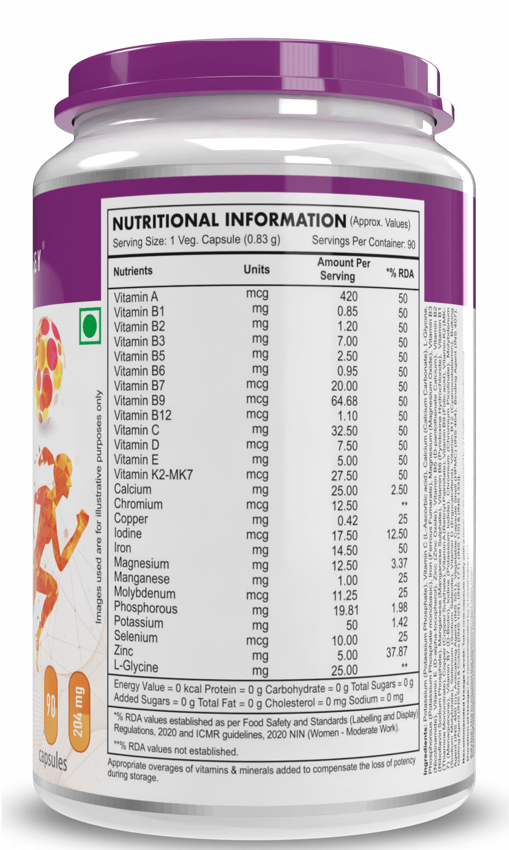 HealthyHey Women MultiVit Daily, 90 vegetable capsules — product information image