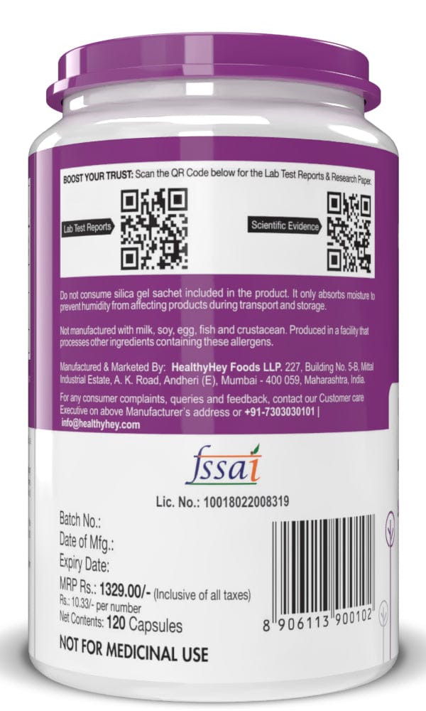 HealthyHey Nutrition Capsule N-Acetyl L-Cysteine, Support Healthy Respiratory function (NAC) - Non-GMO -Gluten Free -Pack of 120 Veg. Capsules