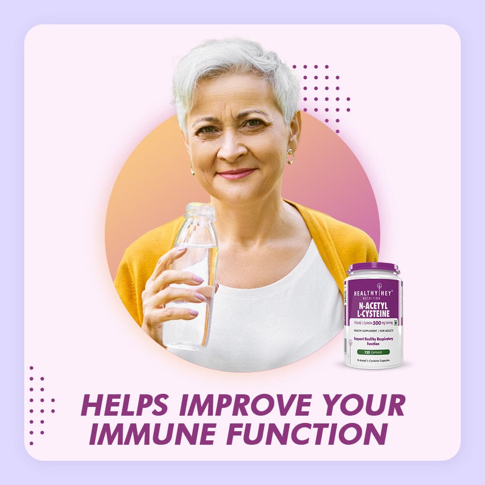 HealthyHey Nutrition Capsule N-Acetyl L-Cysteine, Support Healthy Respiratory function (NAC) - Non-GMO -Gluten Free -Pack of 120 Veg. Capsules