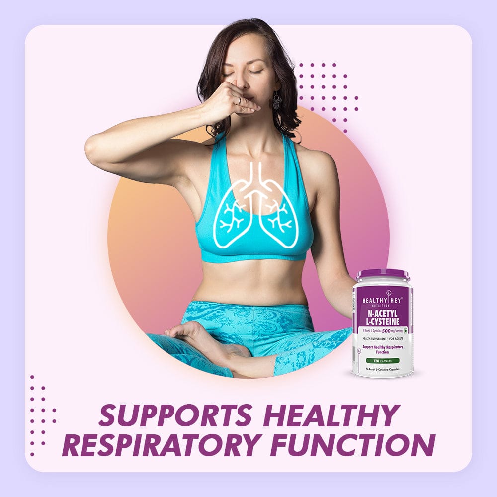 HealthyHey Nutrition Capsule N-Acetyl L-Cysteine, Support Healthy Respiratory function (NAC) - Non-GMO -Gluten Free -Pack of 120 Veg. Capsules