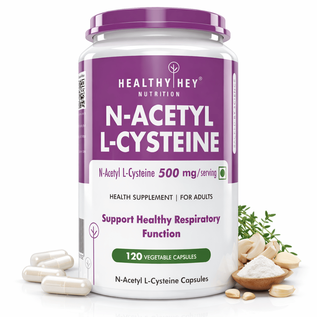 HealthyHey Nutrition Capsule N-Acetyl L-Cysteine, Support Healthy Respiratory function (NAC) - Non-GMO -Gluten Free -Pack of 120 Veg. Capsules