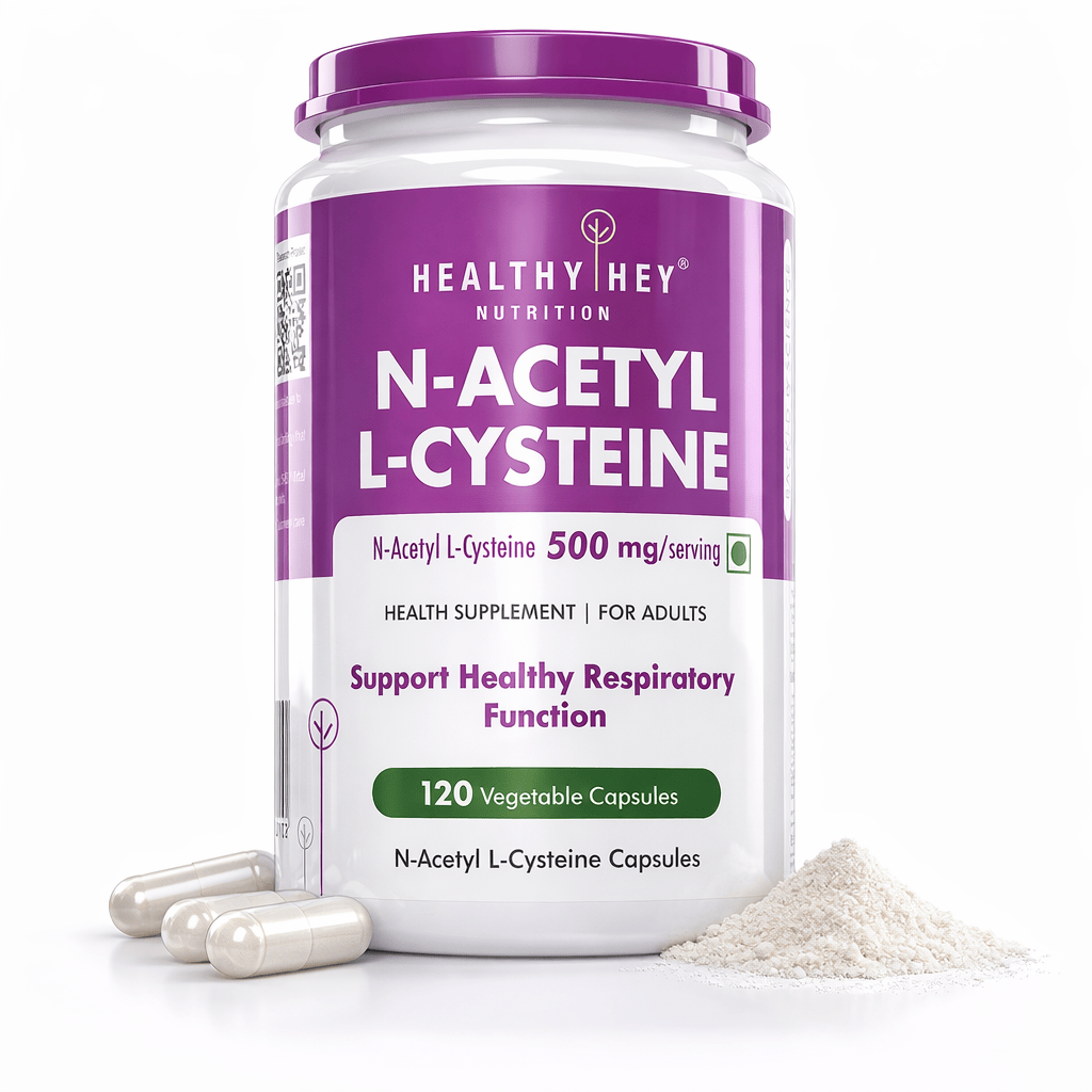 HealthyHey Nutrition Capsule N-Acetyl L-Cysteine, Support Healthy Respiratory function (NAC) - Non-GMO -Gluten Free -Pack of 120 Veg. Capsules