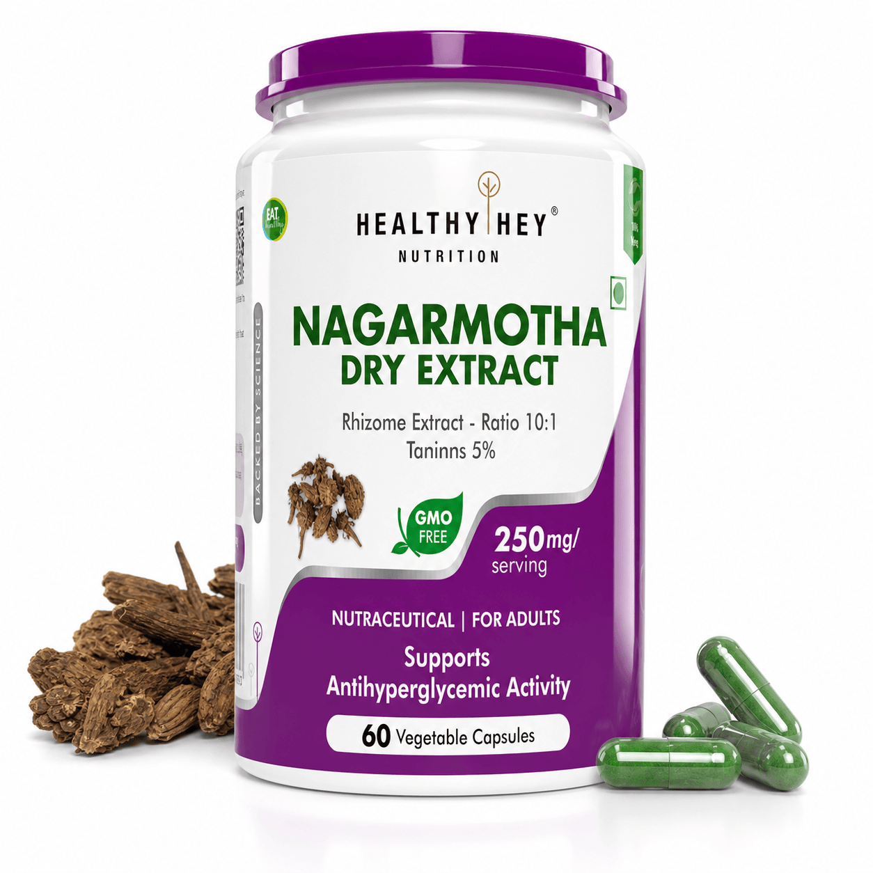 Nagarmotha Dry Extract 10:1 — Healthy Blood Sugar Support — 60 Veg Capsules