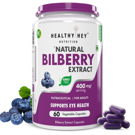 HealthyHey Nutrition Capsule Natural Bilberry Extract, Supports Eye Health 60 veg capsules