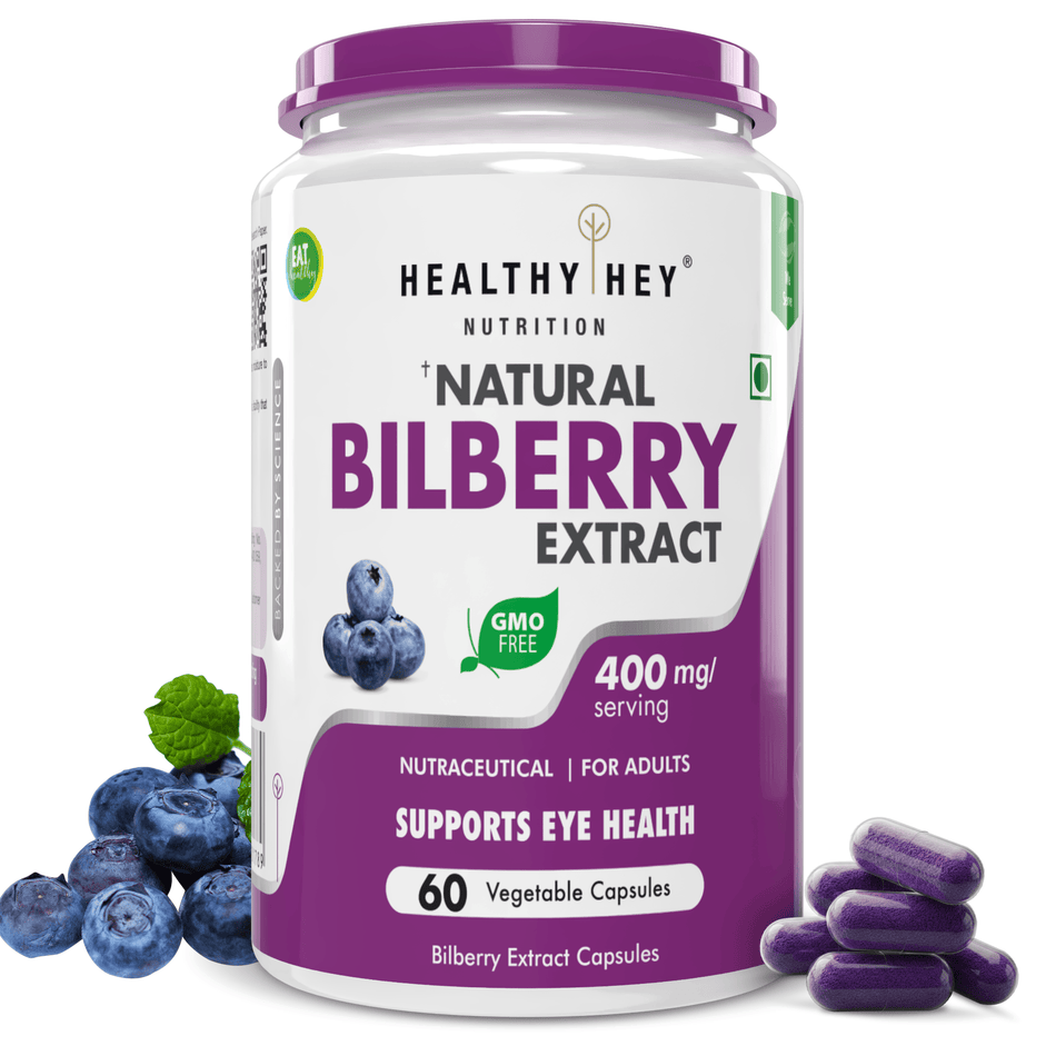HealthyHey Nutrition Capsule Natural Bilberry Extract, Supports Eye Health 60 veg capsules