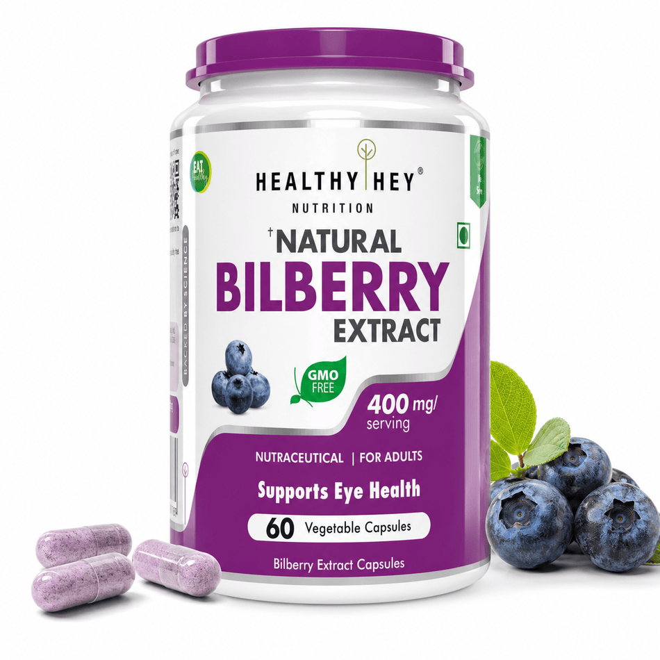 HealthyHey Nutrition Capsule Natural Bilberry Extract, Supports Eye Health 60 veg capsules