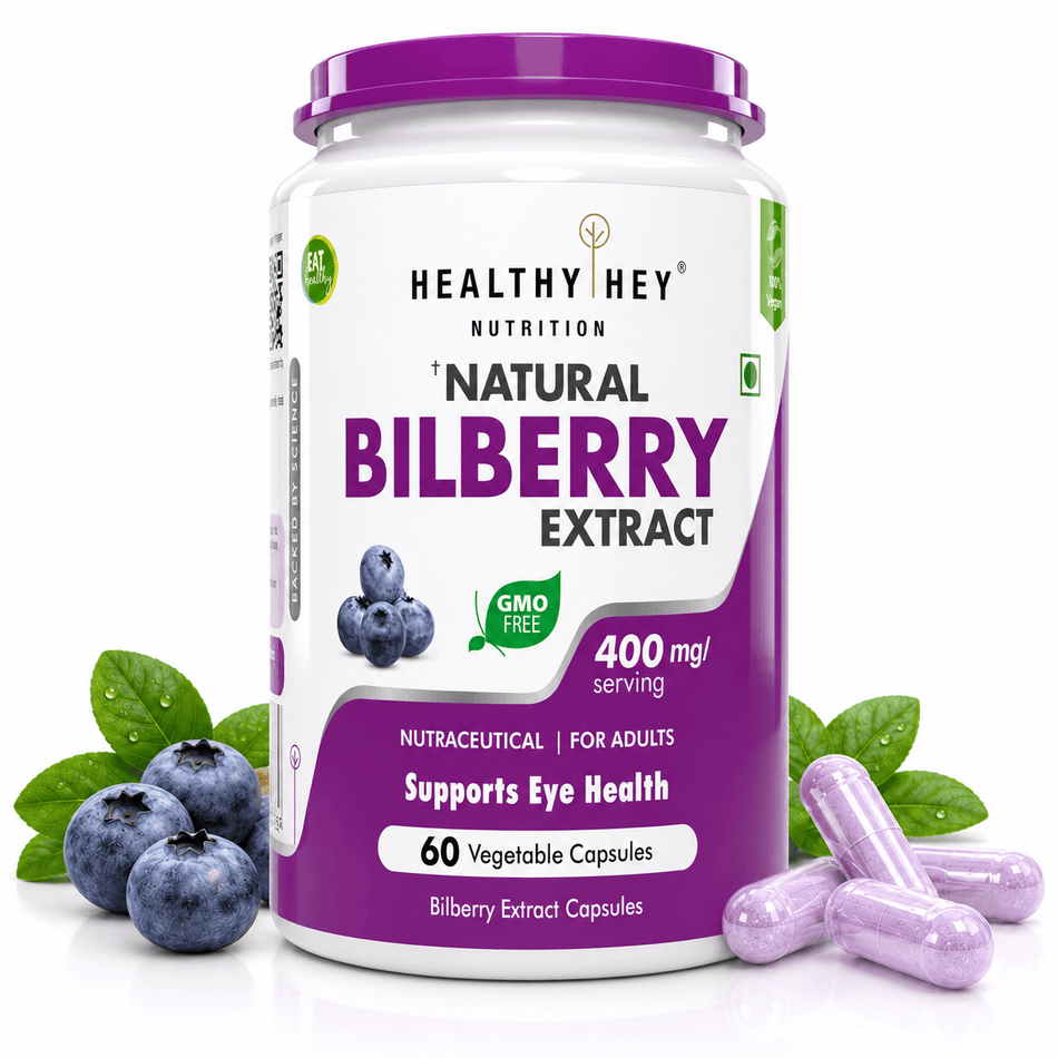 HealthyHey Nutrition Capsule Natural Bilberry Extract, Supports Eye Health 60 veg capsules