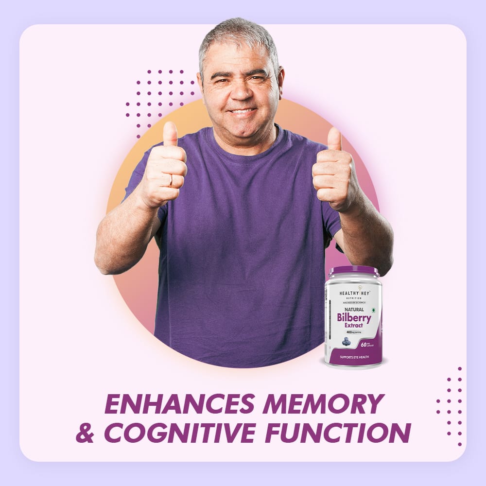 HealthyHey Nutrition Capsule Natural Bilberry Extract, Supports Eye Health 60 veg capsules