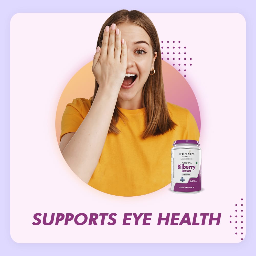 HealthyHey Nutrition Capsule Natural Bilberry Extract, Supports Eye Health 60 veg capsules