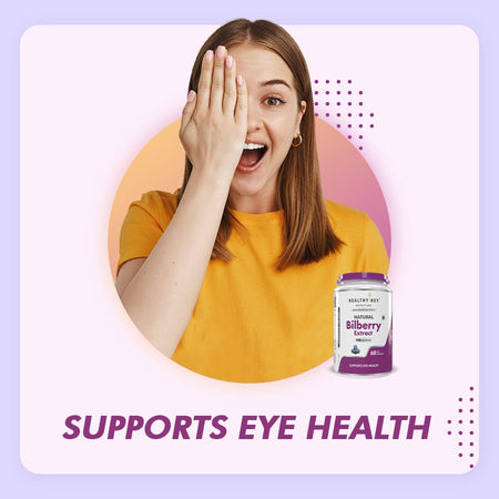 HealthyHey Nutrition Capsule Natural Bilberry Extract, Supports Eye Health 60 veg capsules
