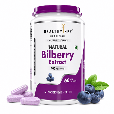 HealthyHey Nutrition Capsule Natural Bilberry Extract, Supports Eye Health 60 veg capsules