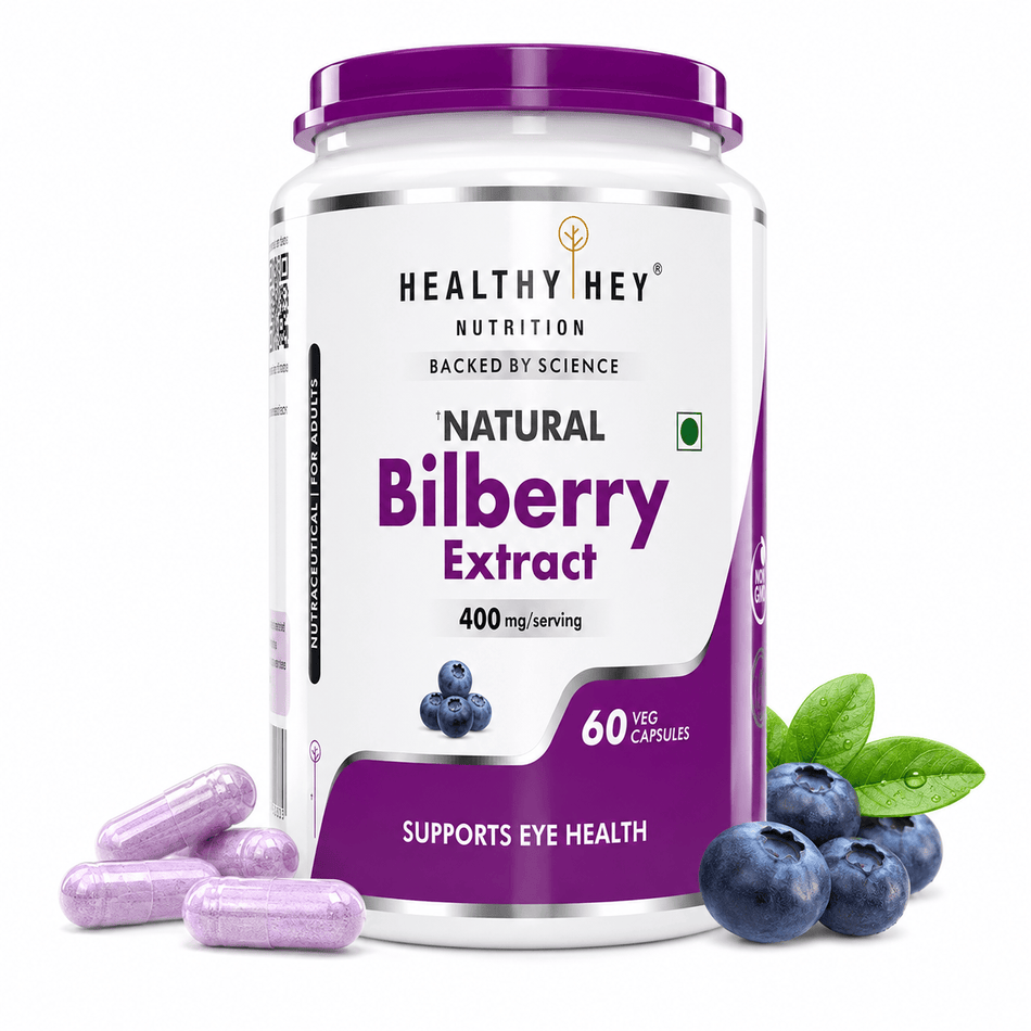 HealthyHey Nutrition Capsule Natural Bilberry Extract, Supports Eye Health 60 veg capsules