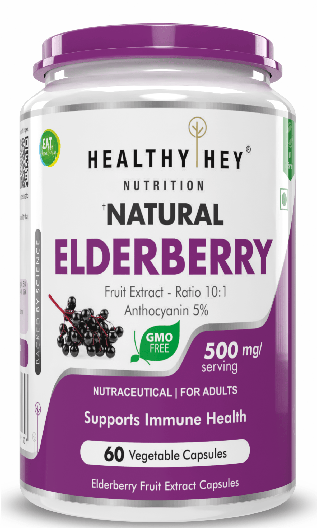 HealthyHey Nutrition Capsule Natural Elderberry Fruit Extract,Immune support 60 veg capsules