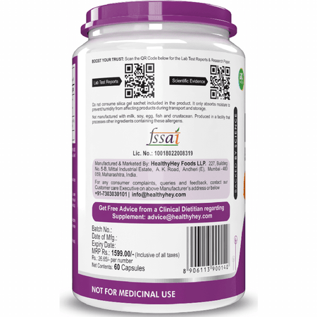 HealthyHey Nutrition Capsule Natural Lutein, Support Eye Health 10mg with 2mg Zeaxanthin -60 Veg. Capsules