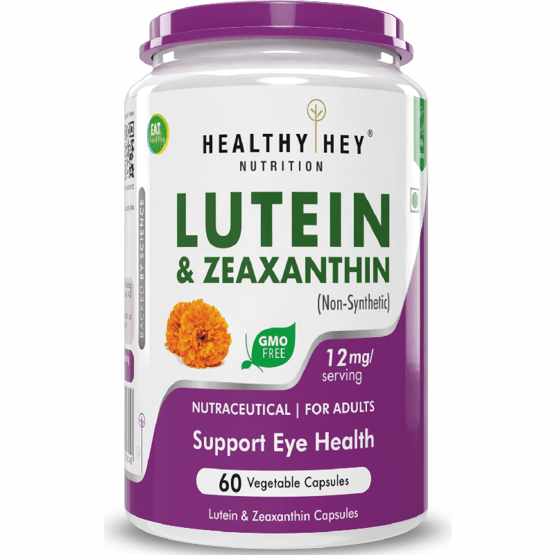 HealthyHey Nutrition Capsule Natural Lutein, Support Eye Health 10mg with 2mg Zeaxanthin -60 Veg. Capsules