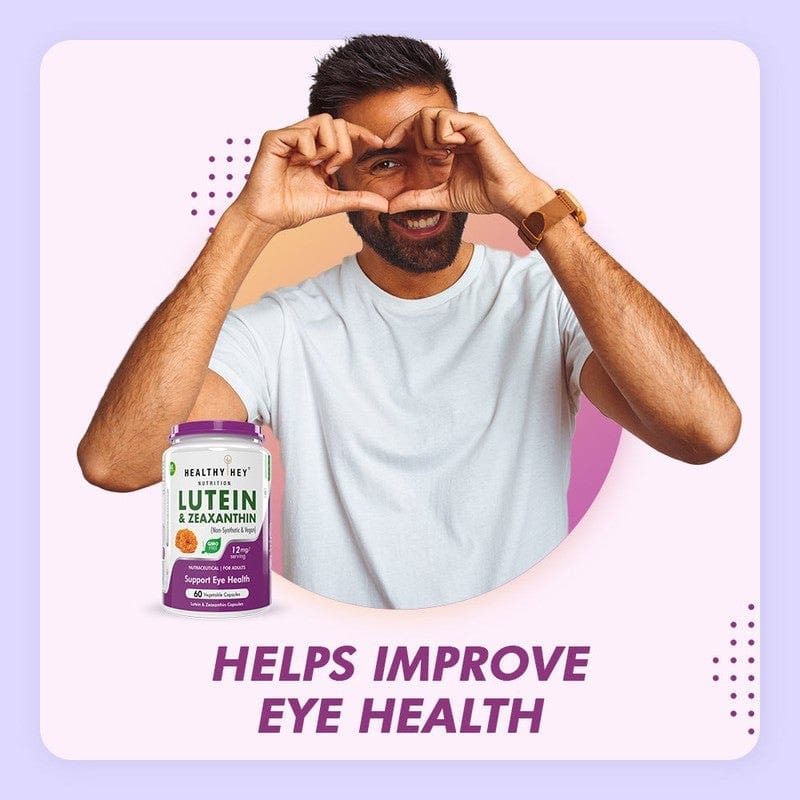 HealthyHey Nutrition Capsule Natural Lutein, Support Eye Health 10mg with 2mg Zeaxanthin -60 Veg. Capsules