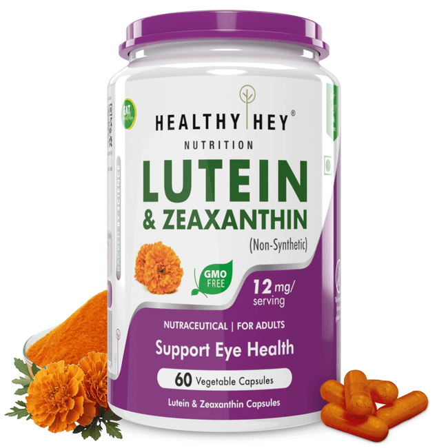 HealthyHey Nutrition Capsule Natural Lutein, Support Eye Health 10mg with 2mg Zeaxanthin -60 Veg. Capsules