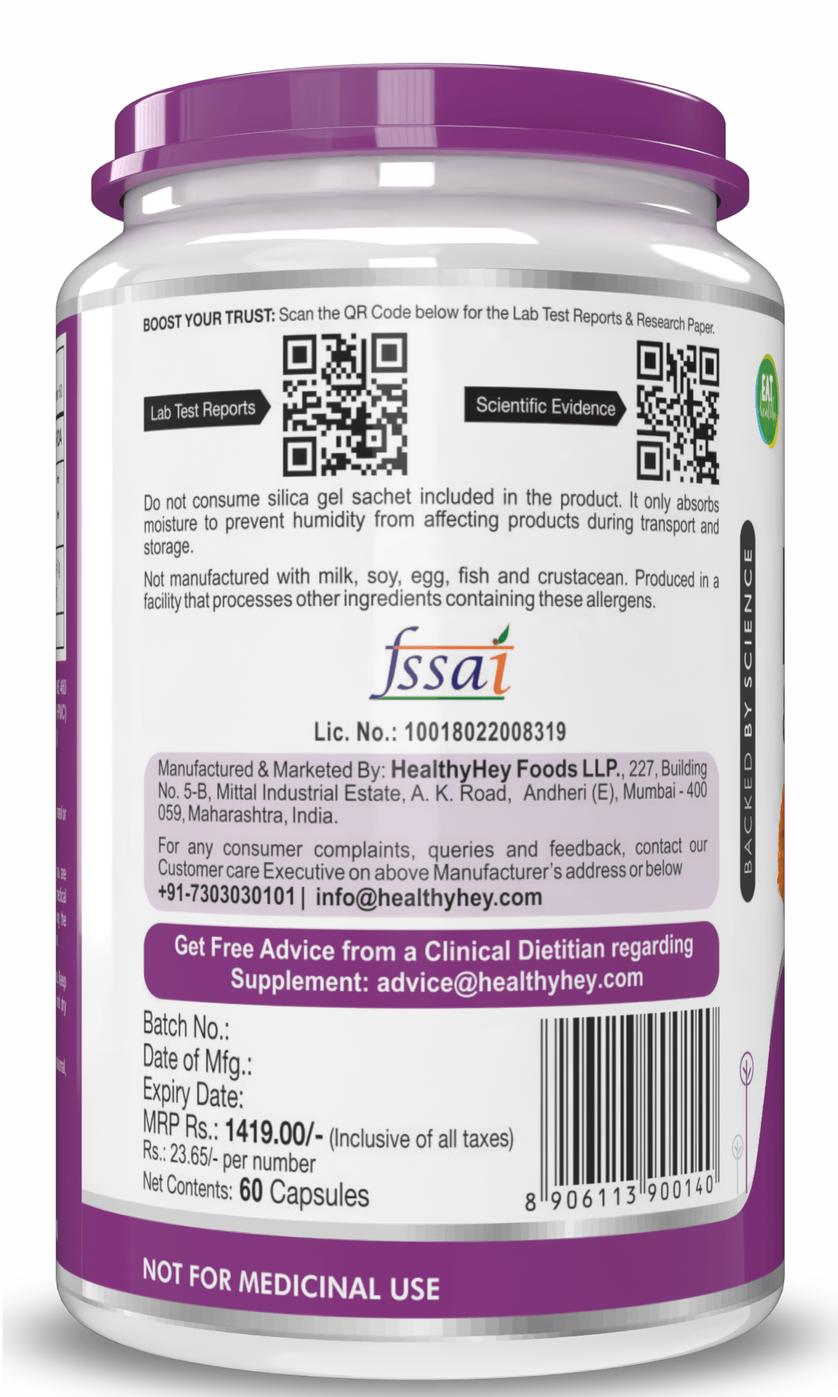 HealthyHey Nutrition Capsule Natural Lutein, Support Eye Health 10mg with 2mg Zeaxanthin -60 Veg. Capsules