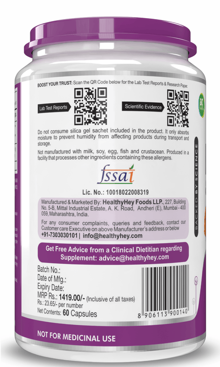 HealthyHey Nutrition Capsule Natural Lutein, Support Eye Health 10mg with 2mg Zeaxanthin -60 Veg. Capsules