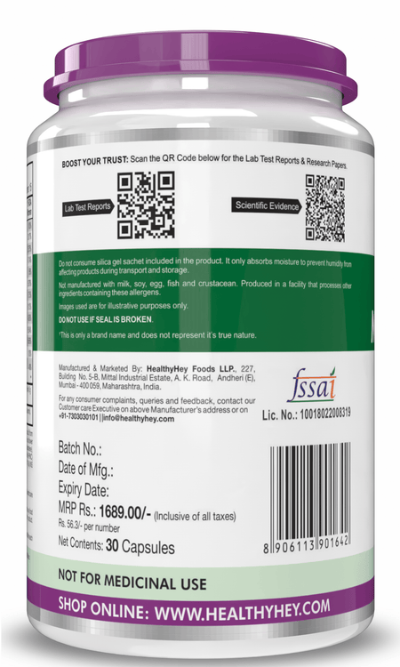 HealthyHey Nutrition Capsule Natural Multivitamin, Support Immune Health from Natural Ingredients & Patented Vitamin B - For Men & Women - 30 Veg. Capsules